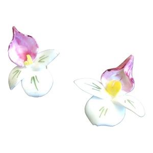 Flower Light Weight Clip On Earrings Women's Pink/White